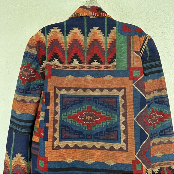 Rhonda Stark Vintage 80s 90s tapestry Indian blanked Aztec blazer jacket coat - Picture 8 of 13